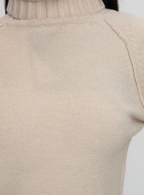 Enrica Funnel Neck Knit Sweater Cream Product Image