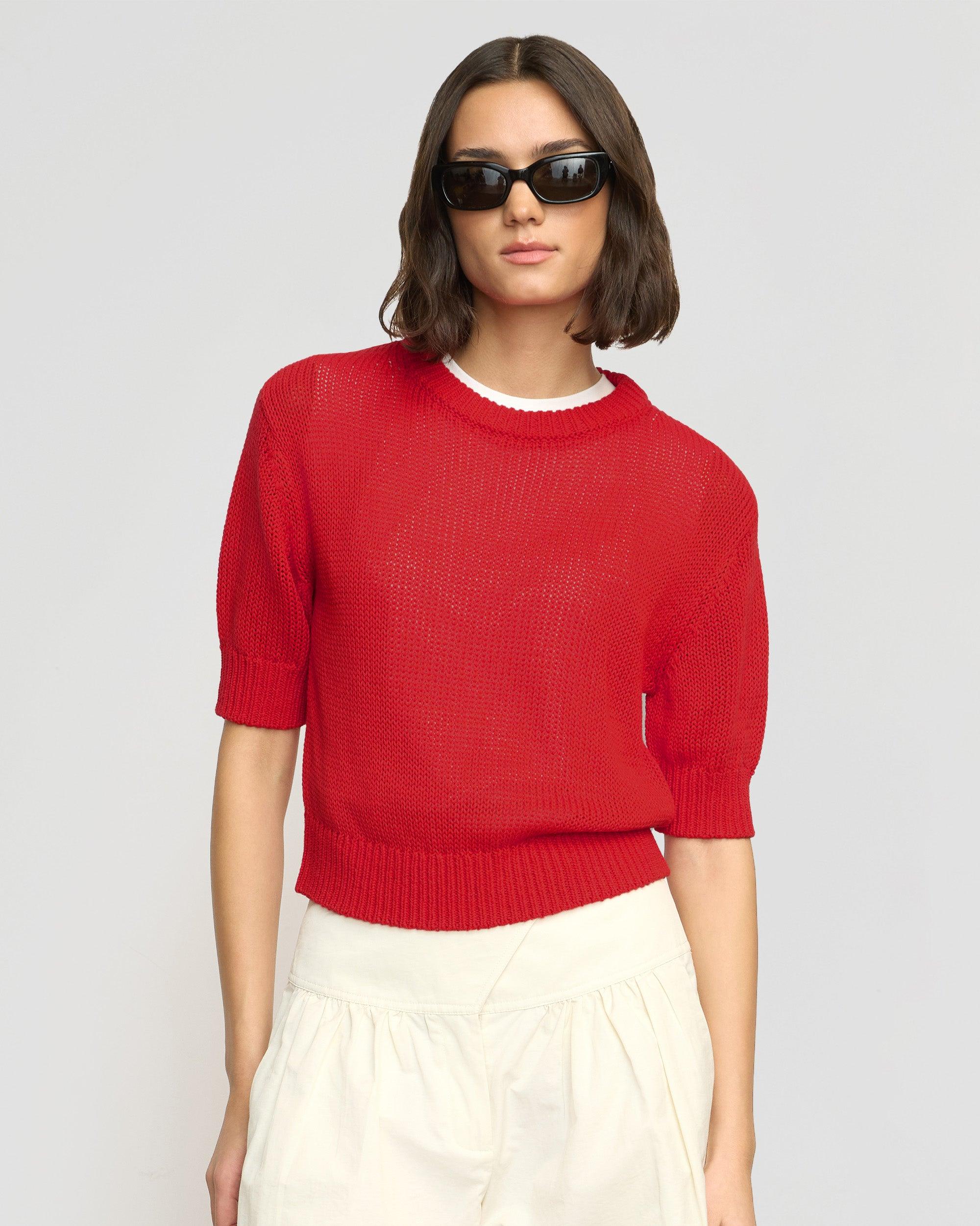 Heidi Pullover Short-Sleeve Knit Top Product Image