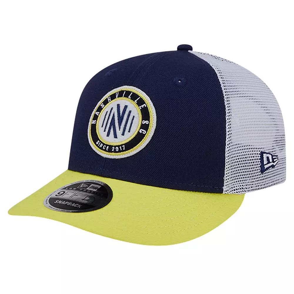 Men's New Era Navy Nashville SC Throwback Trucker Low Profile 9FIFTY Snapback Hat, Mls Blue Product Image