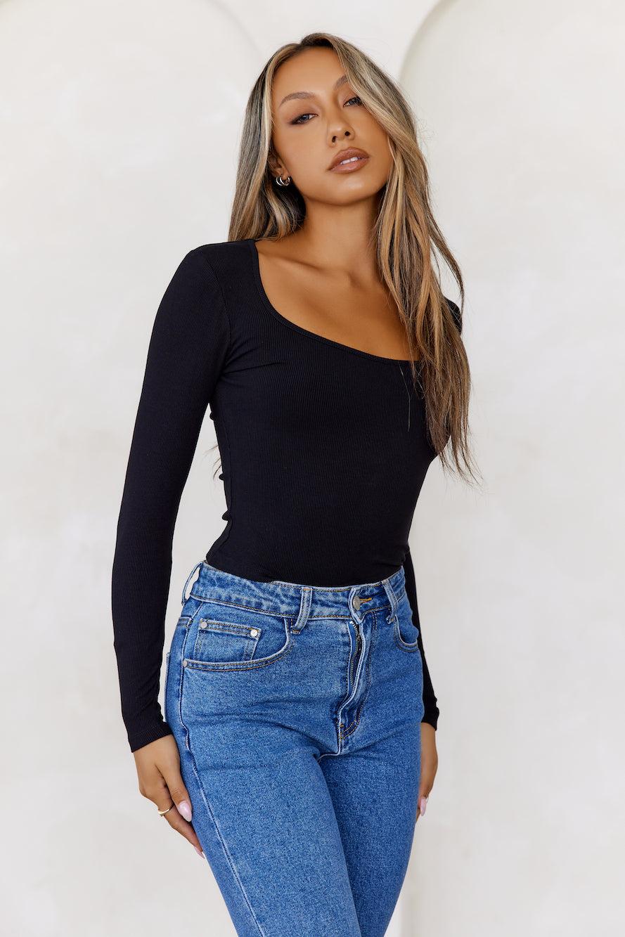 BASE Wear Now Ribbed Long Sleeve Top Black Product Image