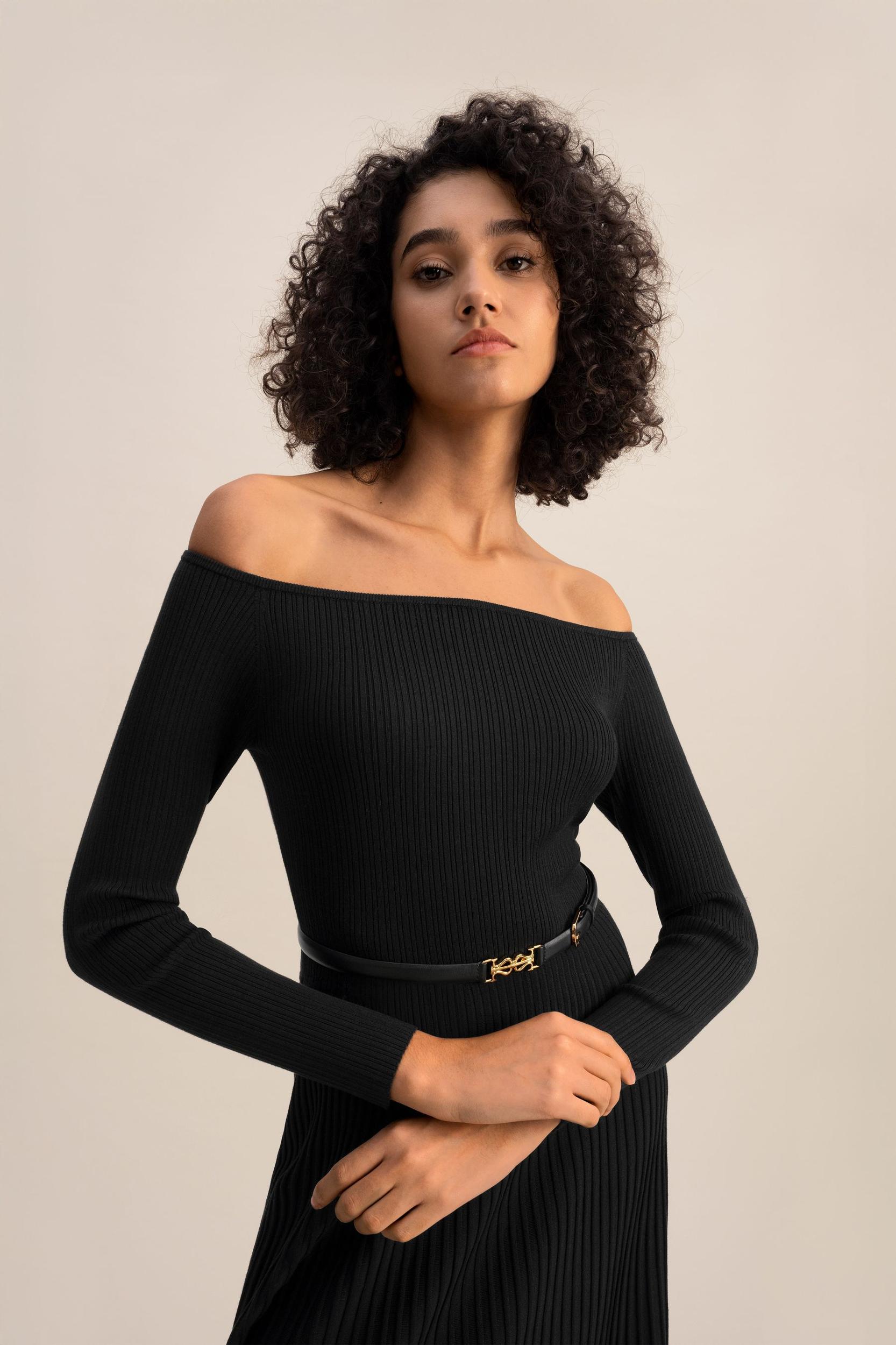 LILYSILK Womens Long Silk Dress | Silk Knitted | Exquisite Vertical Ribbing Dress | Natural White SP Product Image