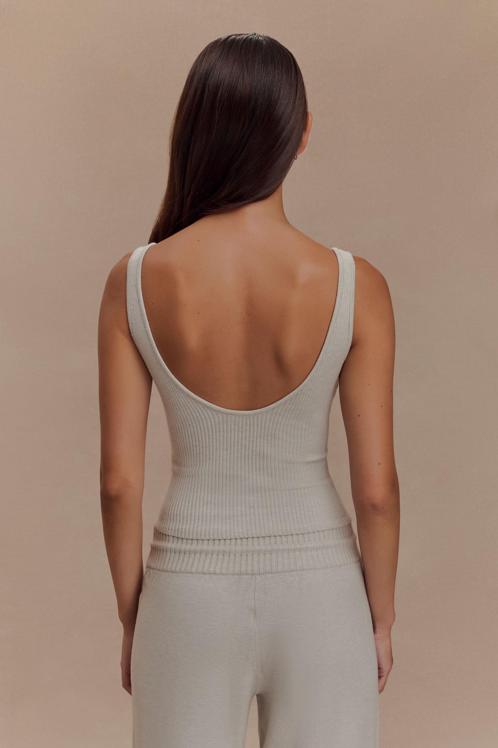 Natalya Ribbed Knit Cami Top - Heather Grey Marle Product Image