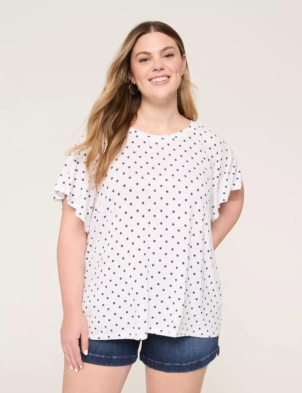 Shirred Flutter-Sleeve Top Product Image