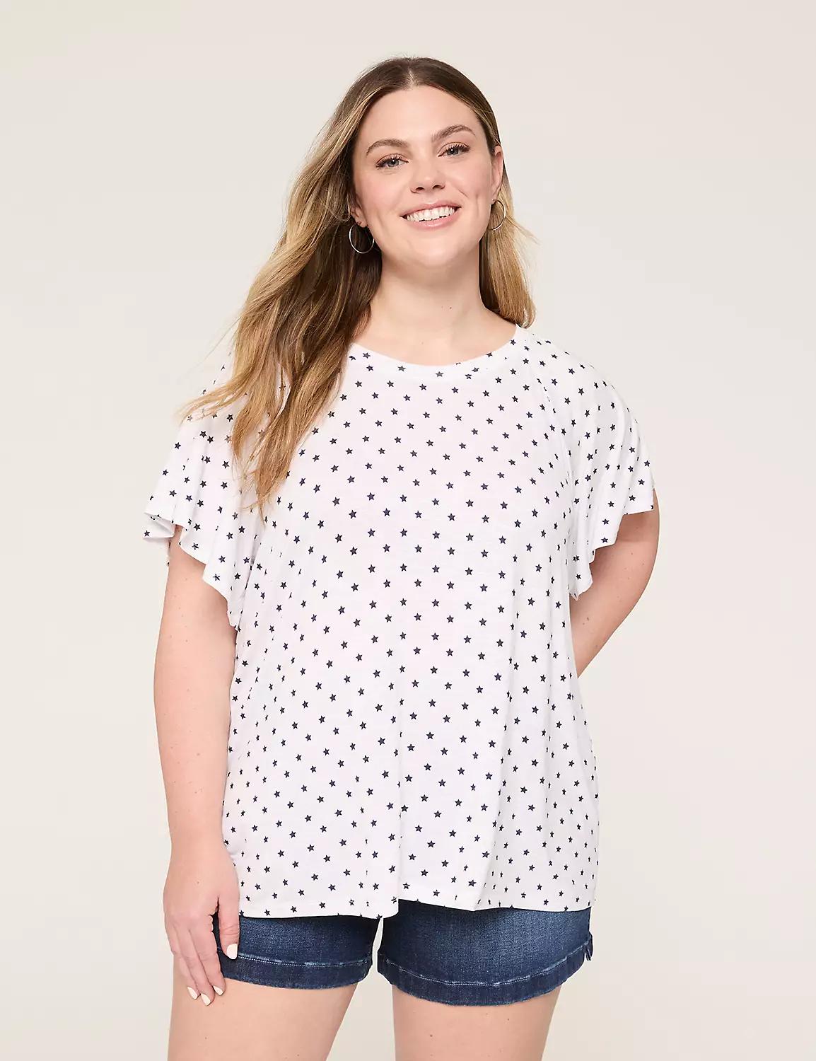 Shirred Flutter-Sleeve Top Product Image