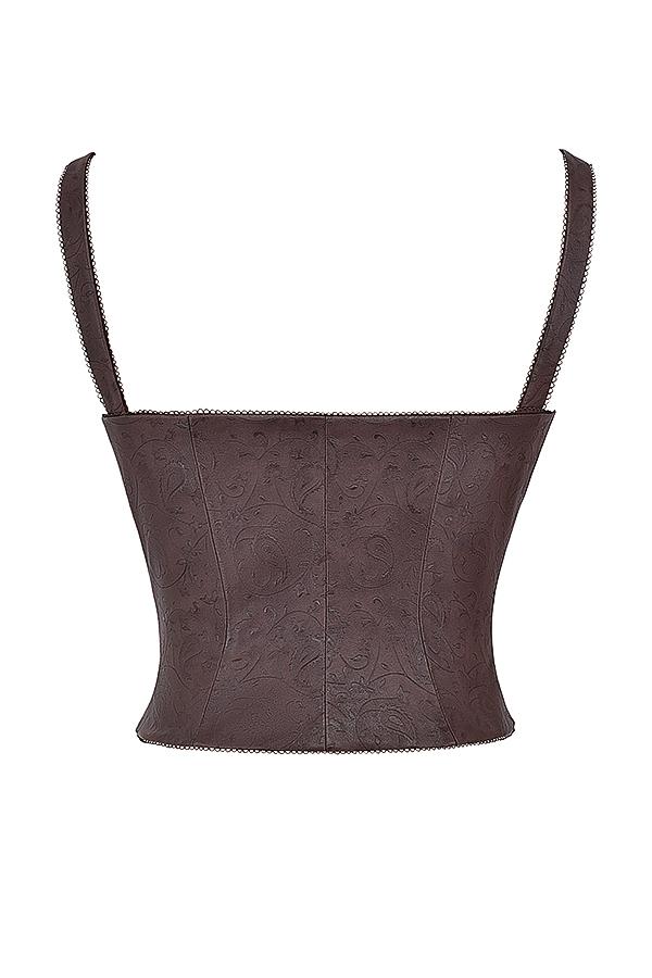 Pia  brown vegan leather corset Product Image