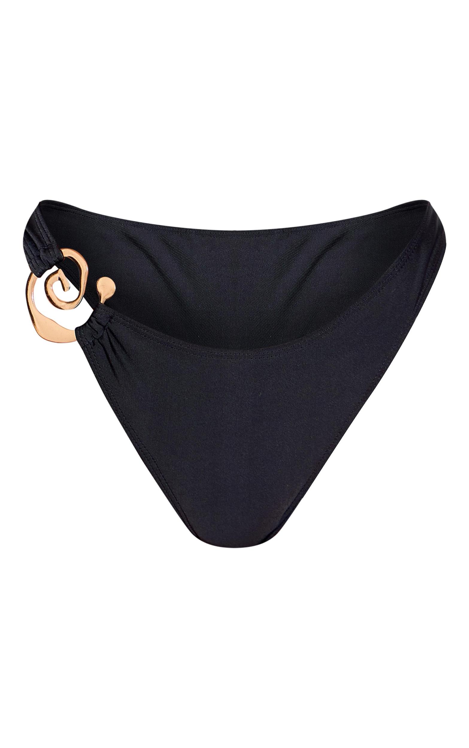 Black Swirl Trim Bikini Bottoms Product Image