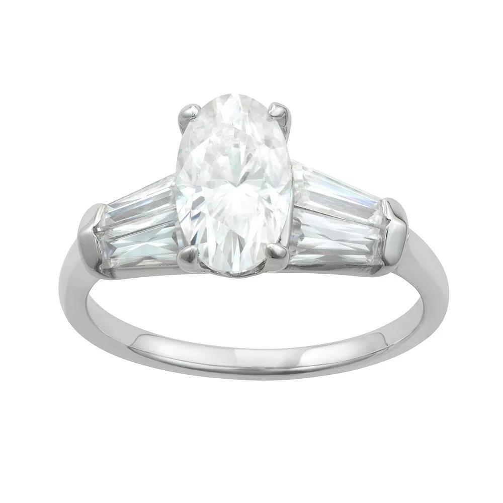 Charles & Colvard 14k Gold 3 1/2 Carat T.W. Lab-Created Moissanite Elongated Oval Engagement Ring, Women's, Size: 6, White Product Image