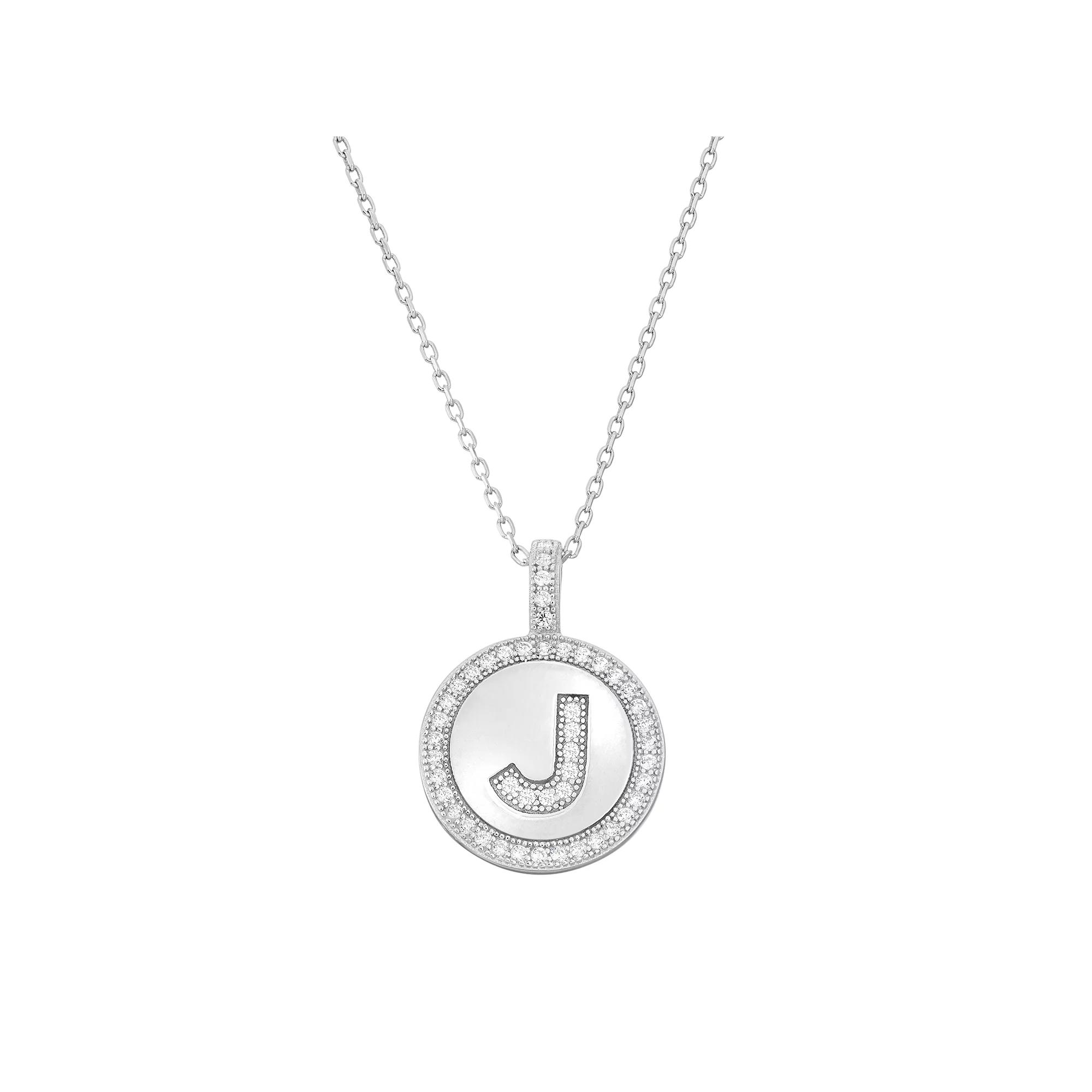 Argento Bella Sterling Silver Cubic Zirconia Initial Pendant Necklace, Women's,  Product Image