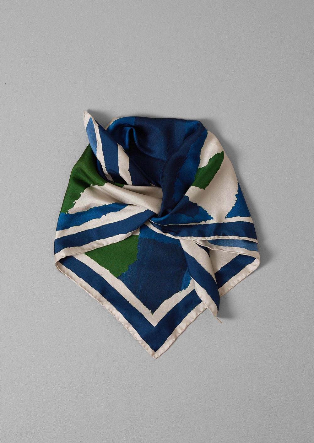 Washi Print Silk Bandana | Blue/Green Product Image