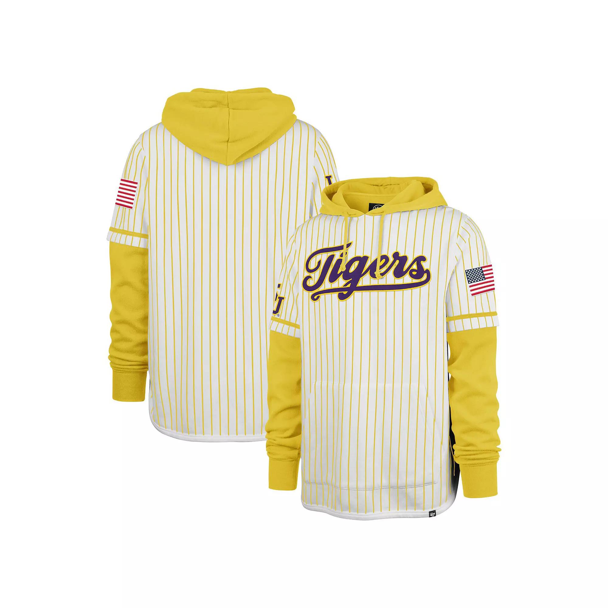 Men's '47 White LSU Tigers Double Header Shortstop Pullover Hoodie, Size: Large Product Image