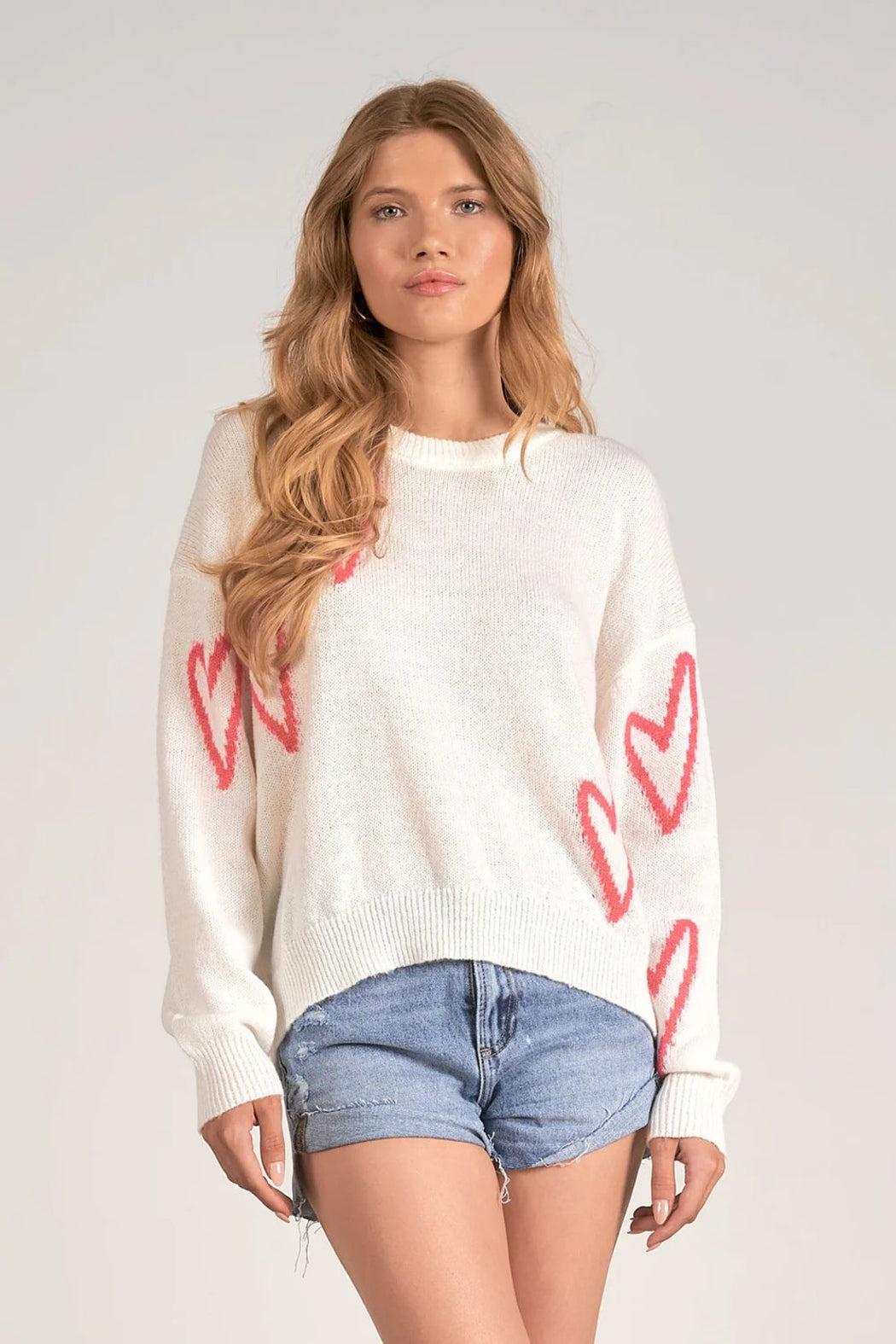 Jules White Heart Sweater Product Image