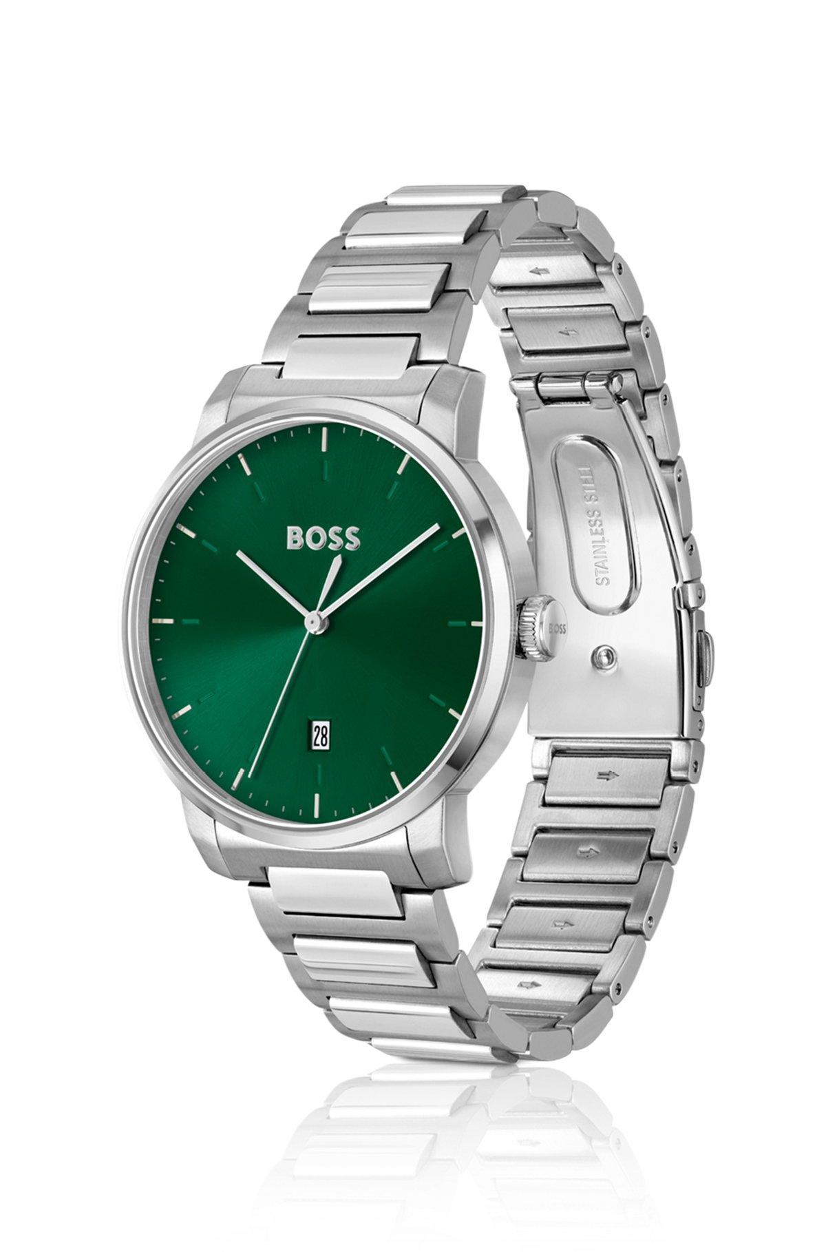 BOSS - H-link-bracelet watch with green dial Product Image