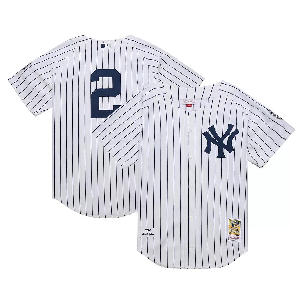 Men's Mitchell & Ness Derek Jeter White New York Yankees 2014 Cooperstown Collection Authentic Throwback Jersey,  Product Image