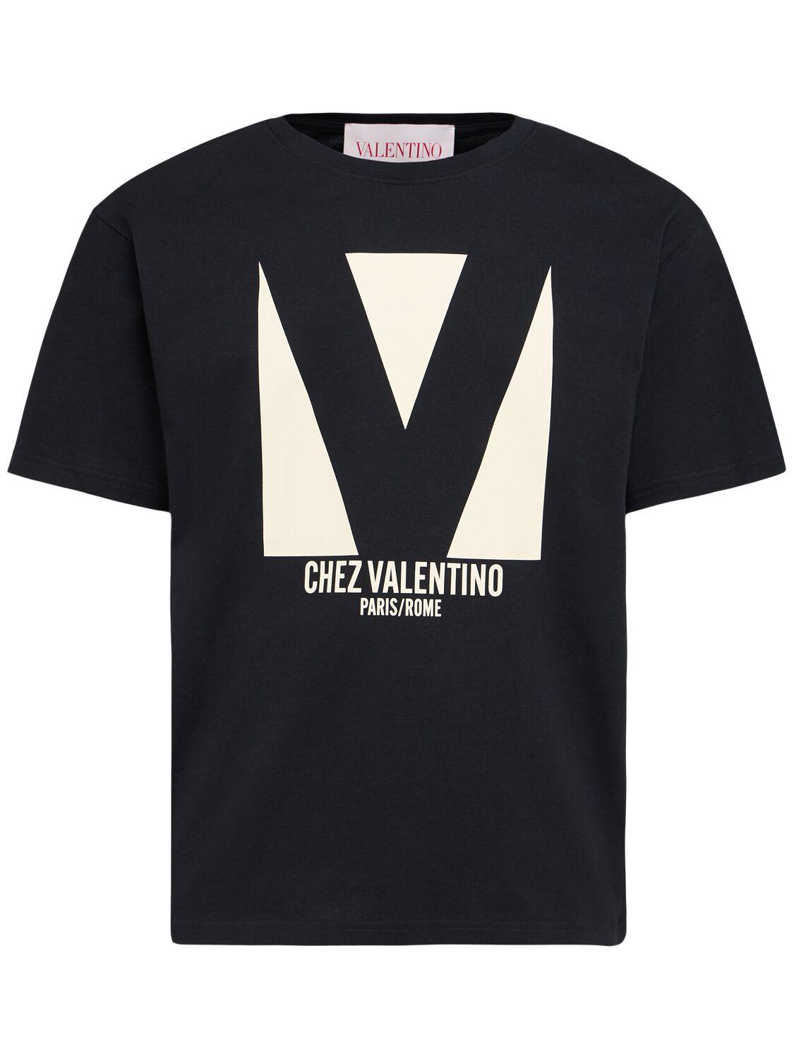 VALENTINO Crew Neck Short Sleeves T-shirts In Black Product Image