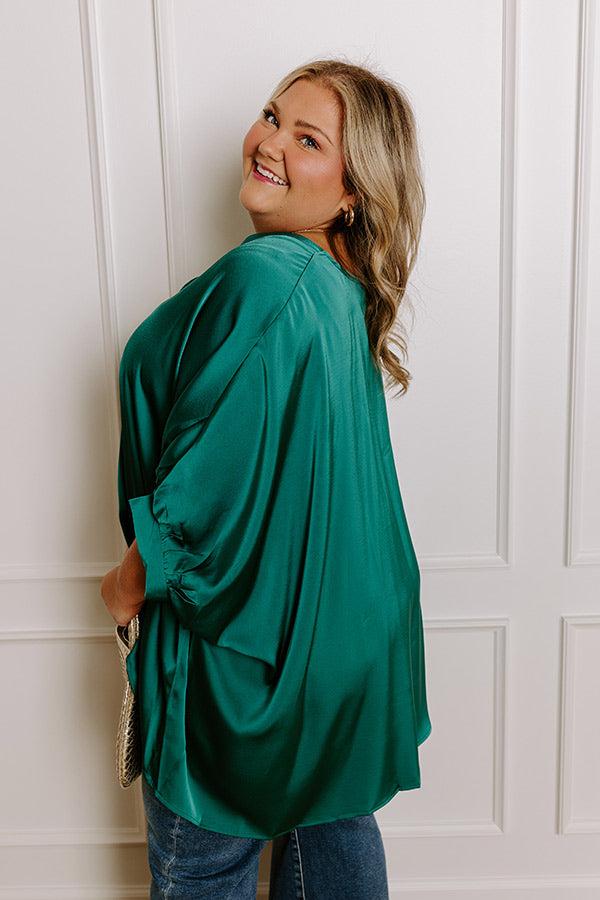 Everyday Dreams Satin Shift Top in Hunter Green Curves Product Image