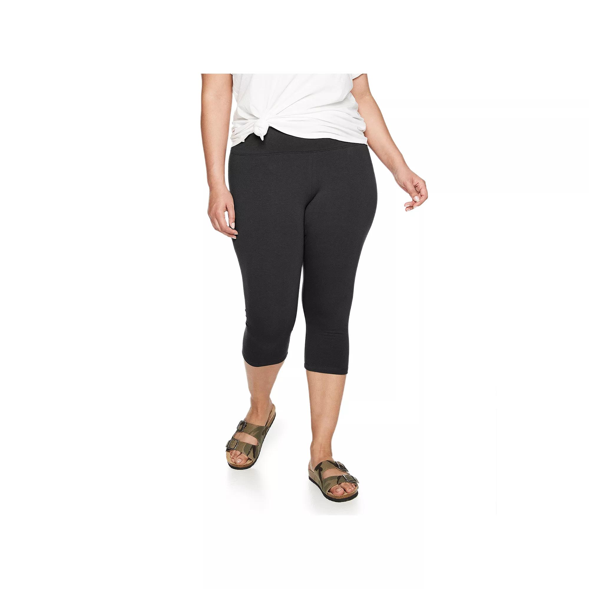 Plus Size Sonoma Goods For Life® Knit Capri Leggings, Women's, Size: 4XL, Dark Silver Product Image