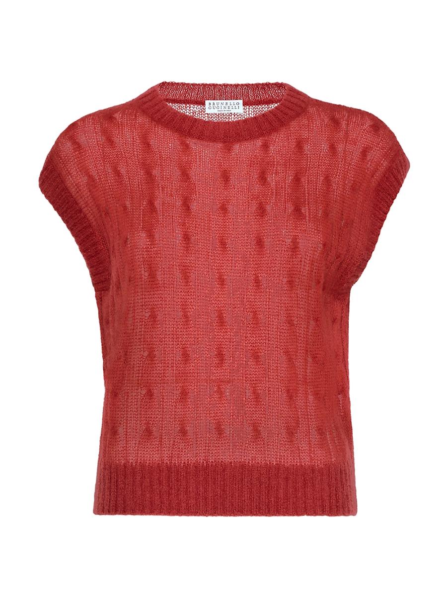 Womens Mohair and Wool Cable Knit T-Shirt Product Image