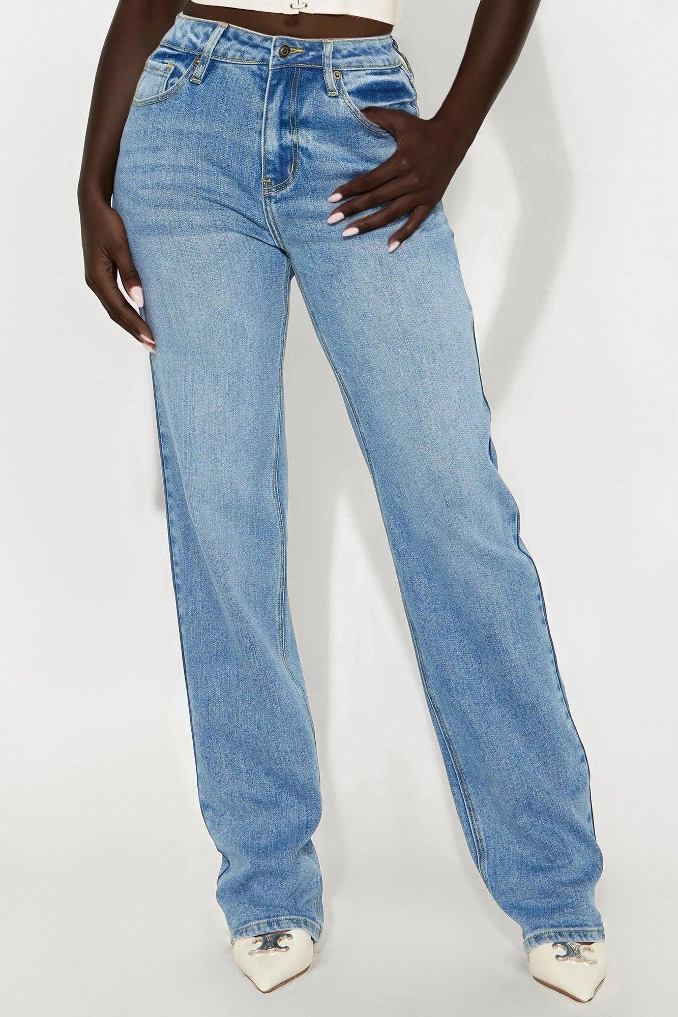 Tall Be Authentic Slouchy Stretch Straight Leg Jeans - Medium Blue Wash Female Product Image