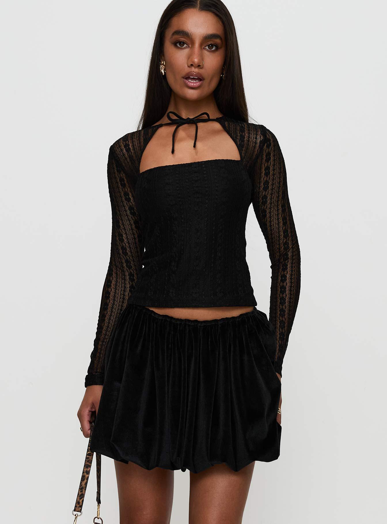 Georgiana Bubble Hem Mini Skirt Black Product Image