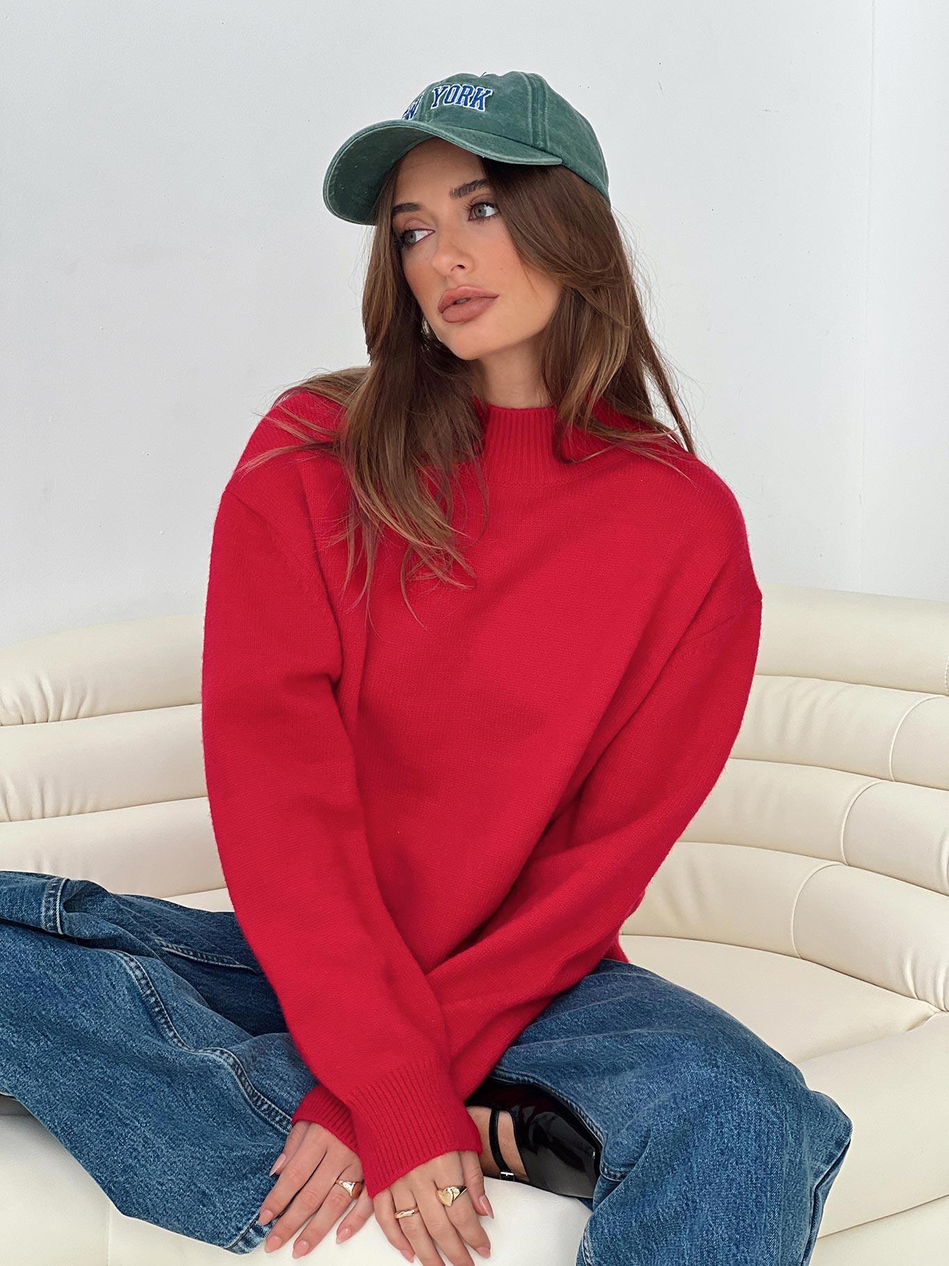Oberan Knit Sweater Red Product Image