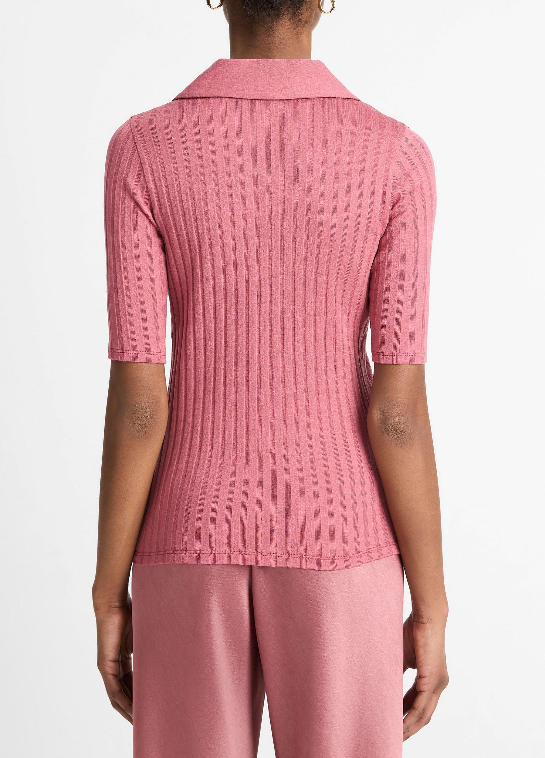 Cotton Elbow-Sleeve Polo Shirt Product Image