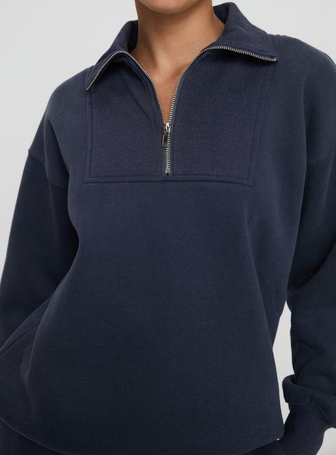 Dream Fleece Quarter Zip Sweatshirt Navy Product Image