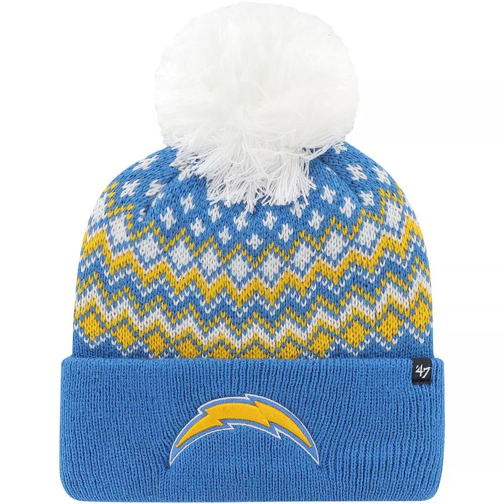 Women's '47 Powder Blue Los Angeles Chargers Elsa Cuffed Knit Hat with Pom, Light Product Image