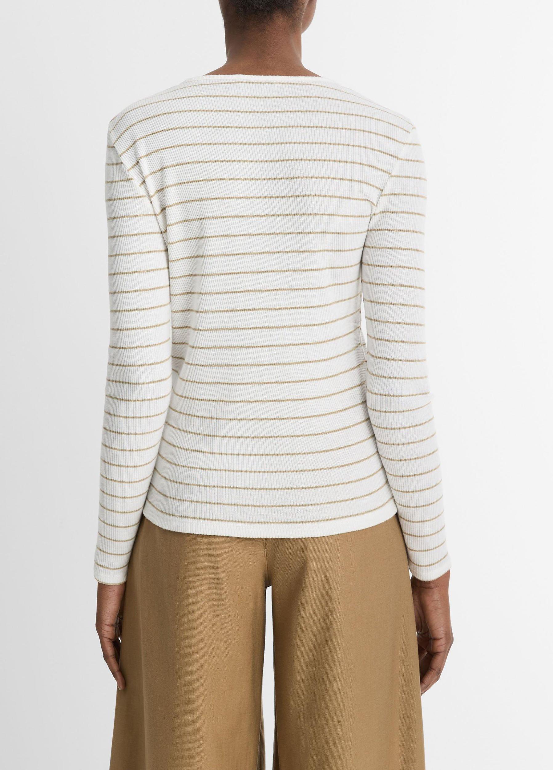 Striped Ribbed Long-Sleeve T-Shirt Product Image