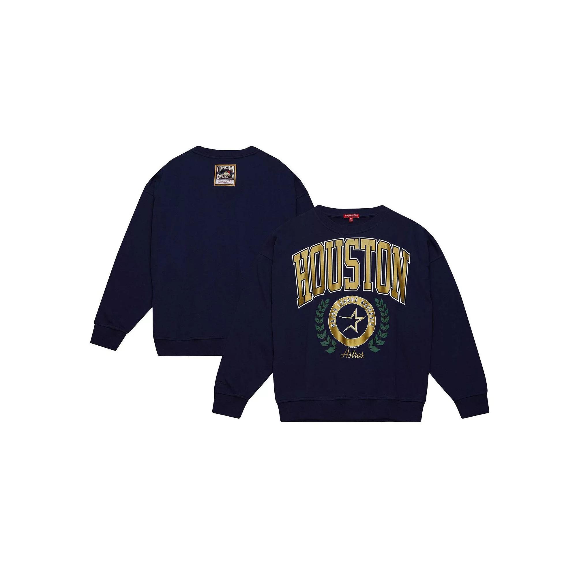 Women's Mitchell & Ness Navy Houston Astros Cooperstown Collection Logo Pullover Sweatshirt,  Product Image