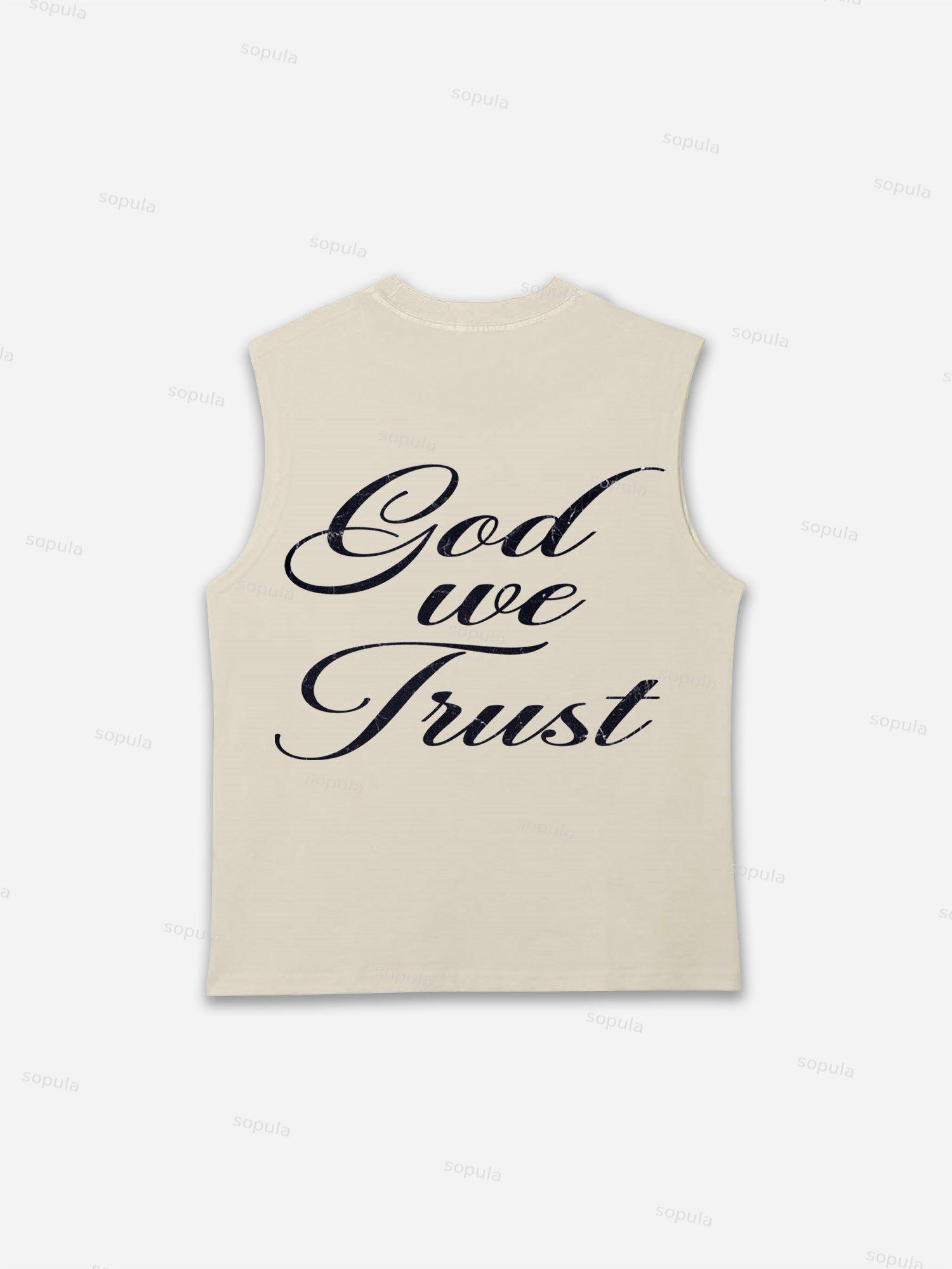 In God We Trust, In Cash We Move Vintage Graphic Sleeveless Shirts Tank Top Product Image