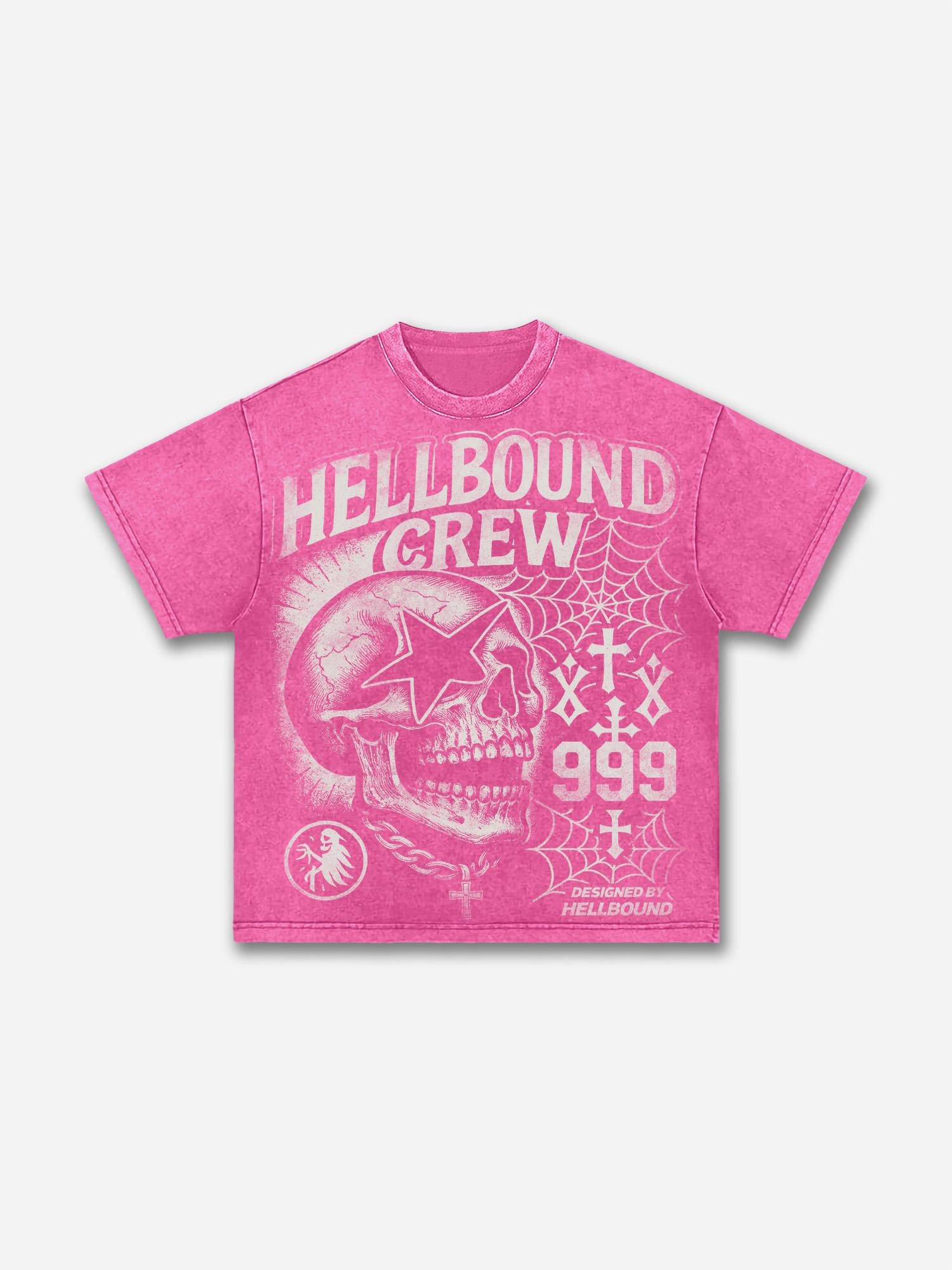 Hellbound Crew Vintage Skull Graphic Acid Wash T-shirt Product Image
