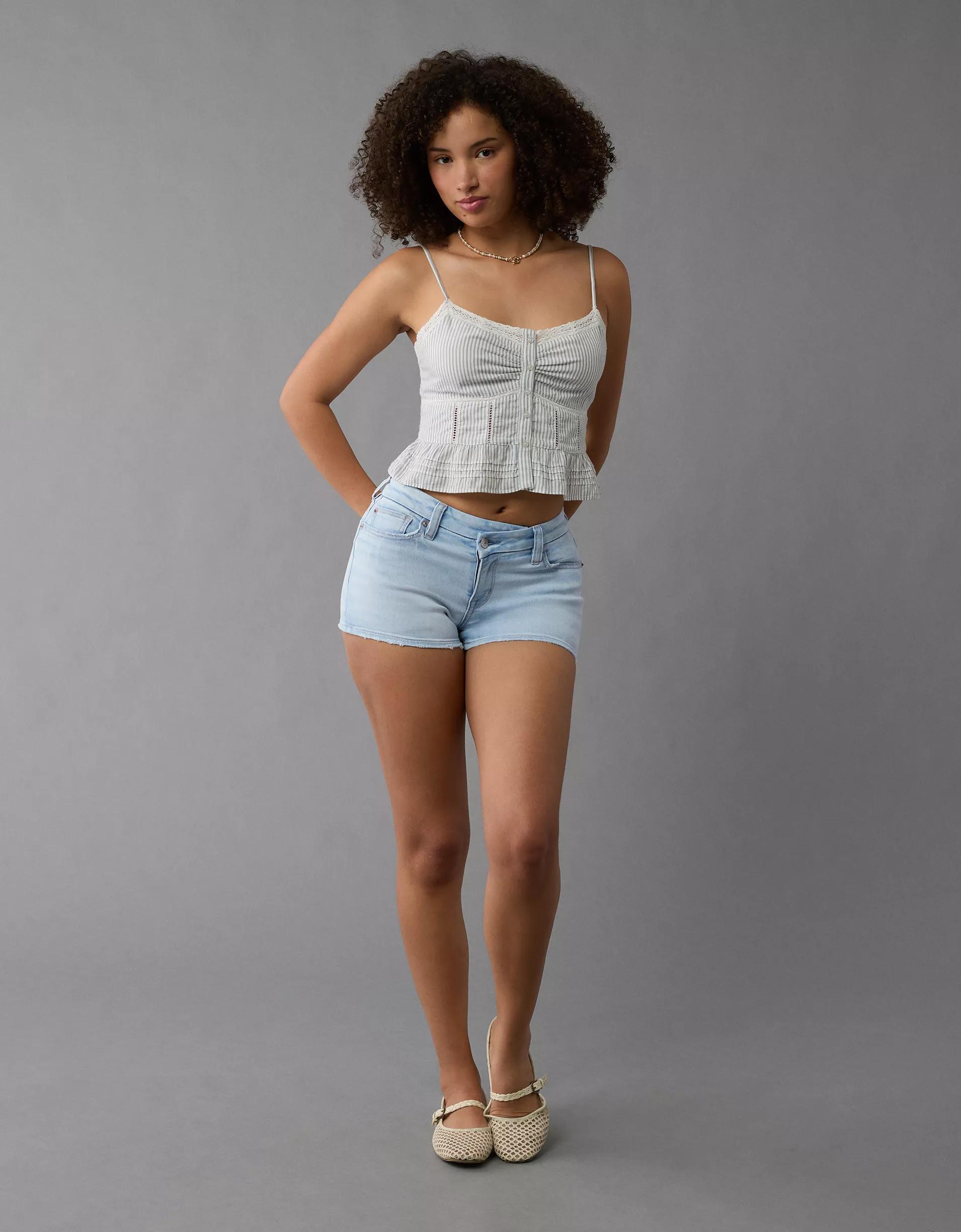 AE Next Level Curvy High-Waisted Denim Short Short Product Image