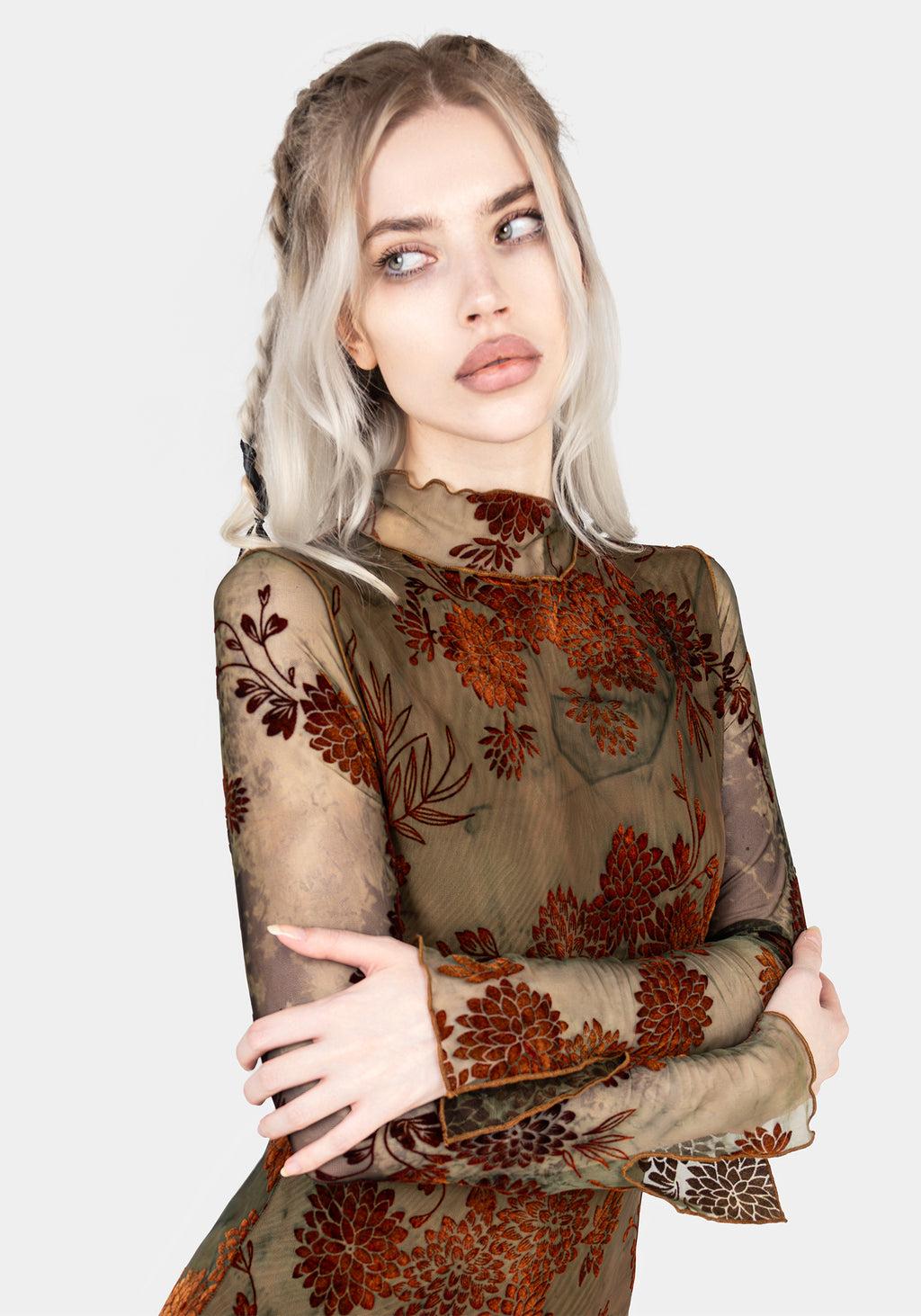 Rosaleigh Flock Velour Mesh Midaxi Dress Product Image