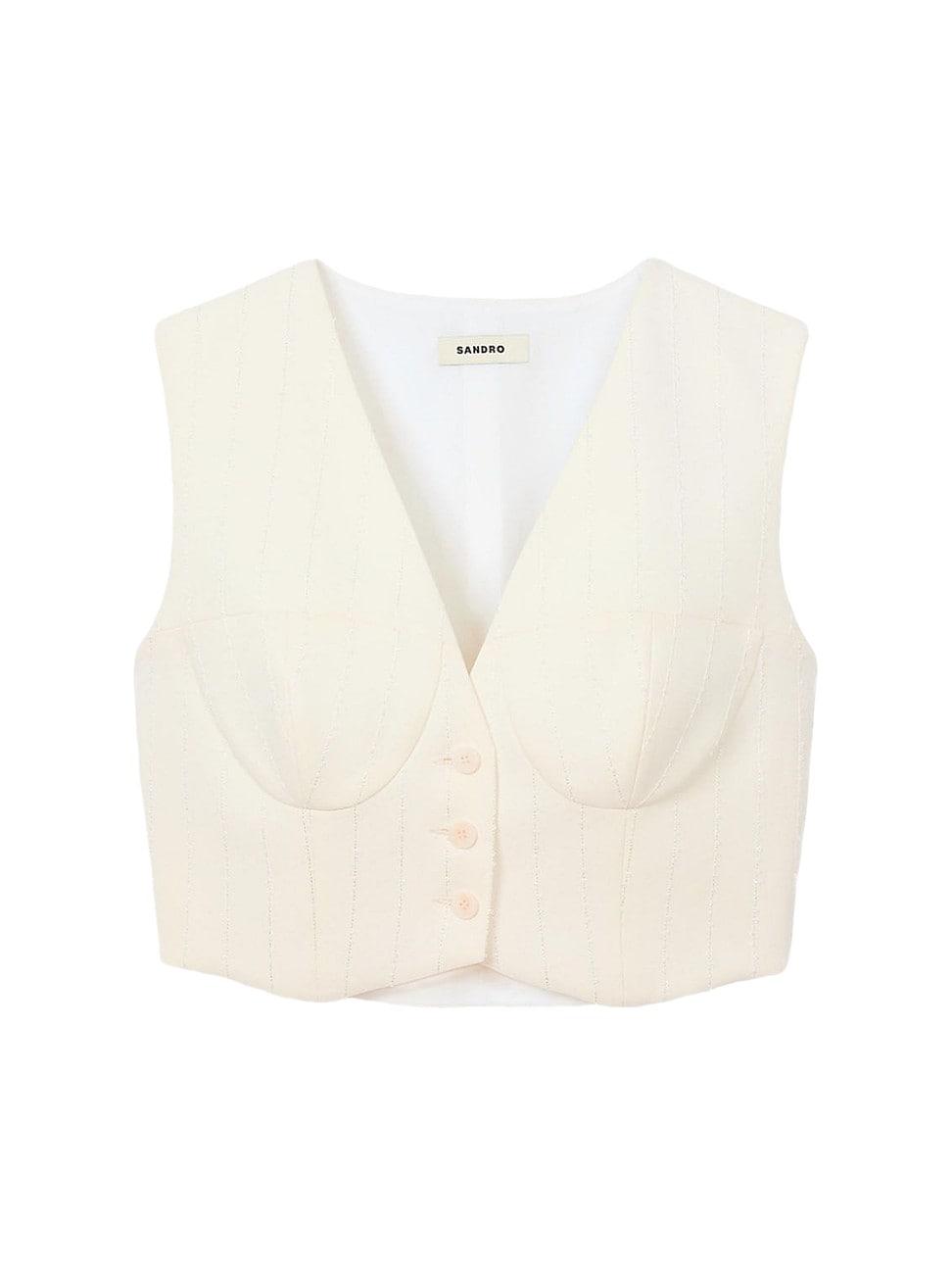 Womens Sequin Cropped Jacket Vest Product Image