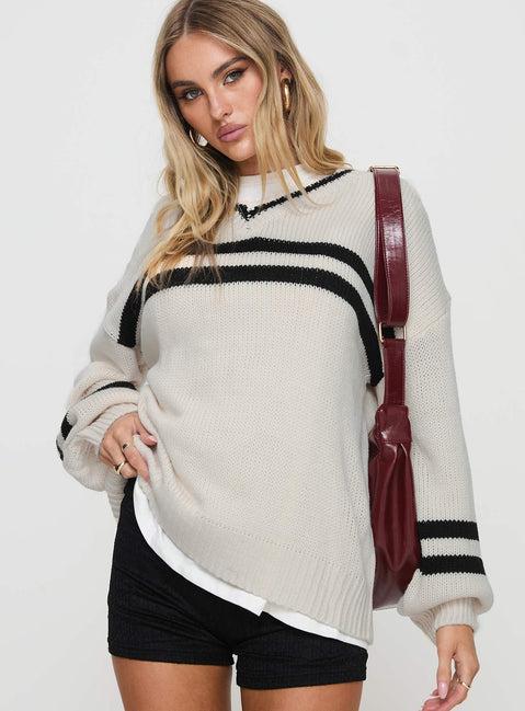 Mystique Knit Sweater Cream Product Image