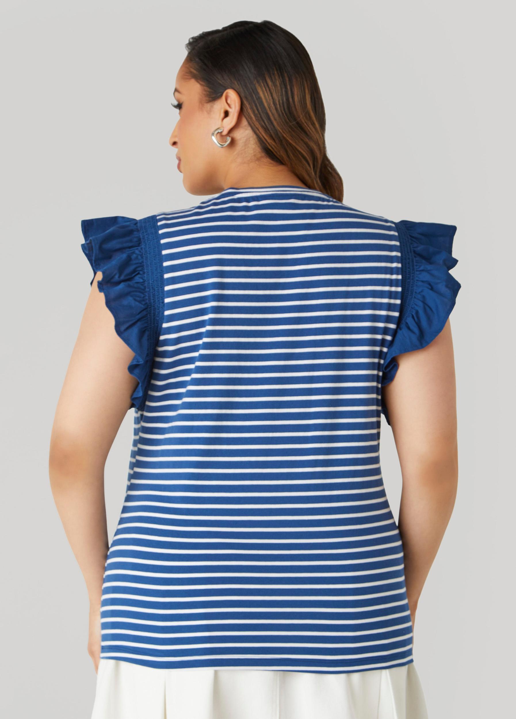 Embellished Paneled Striped Top Product Image