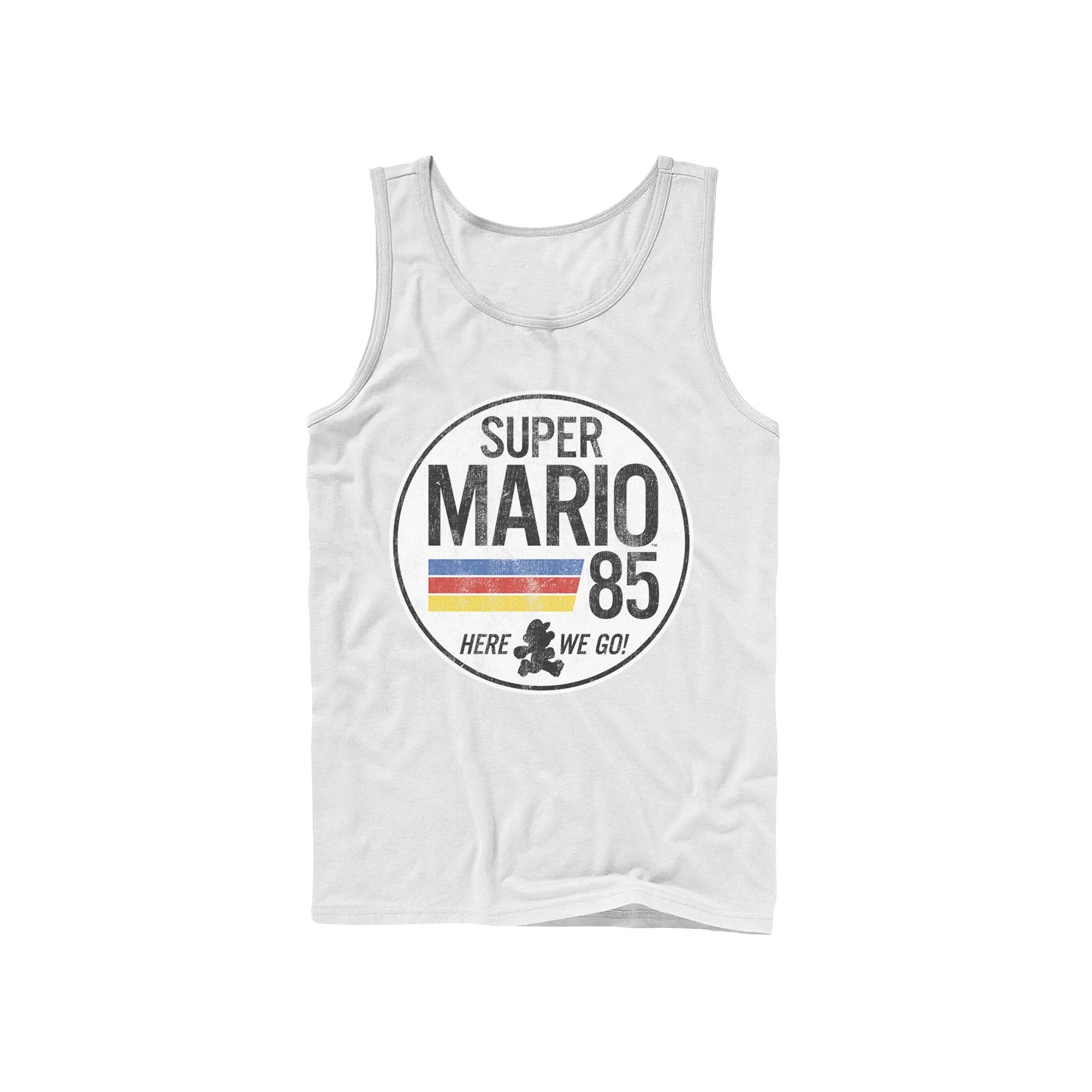 Men's Super Mario Retro Distressed Logo Tank Top,  Product Image