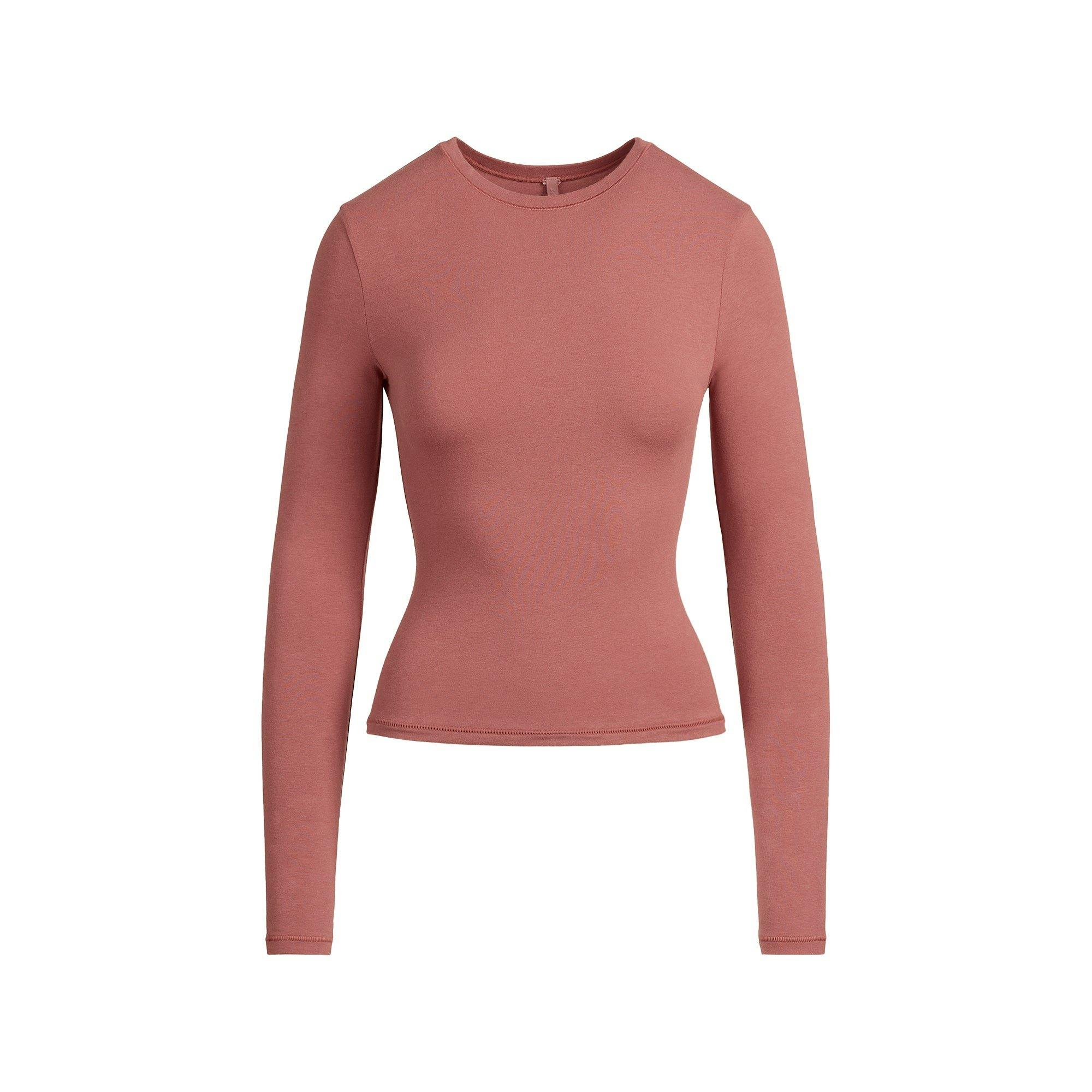 COTTON JERSEY LONG SLEEVE T-SHIRT | REDWOOD Product Image