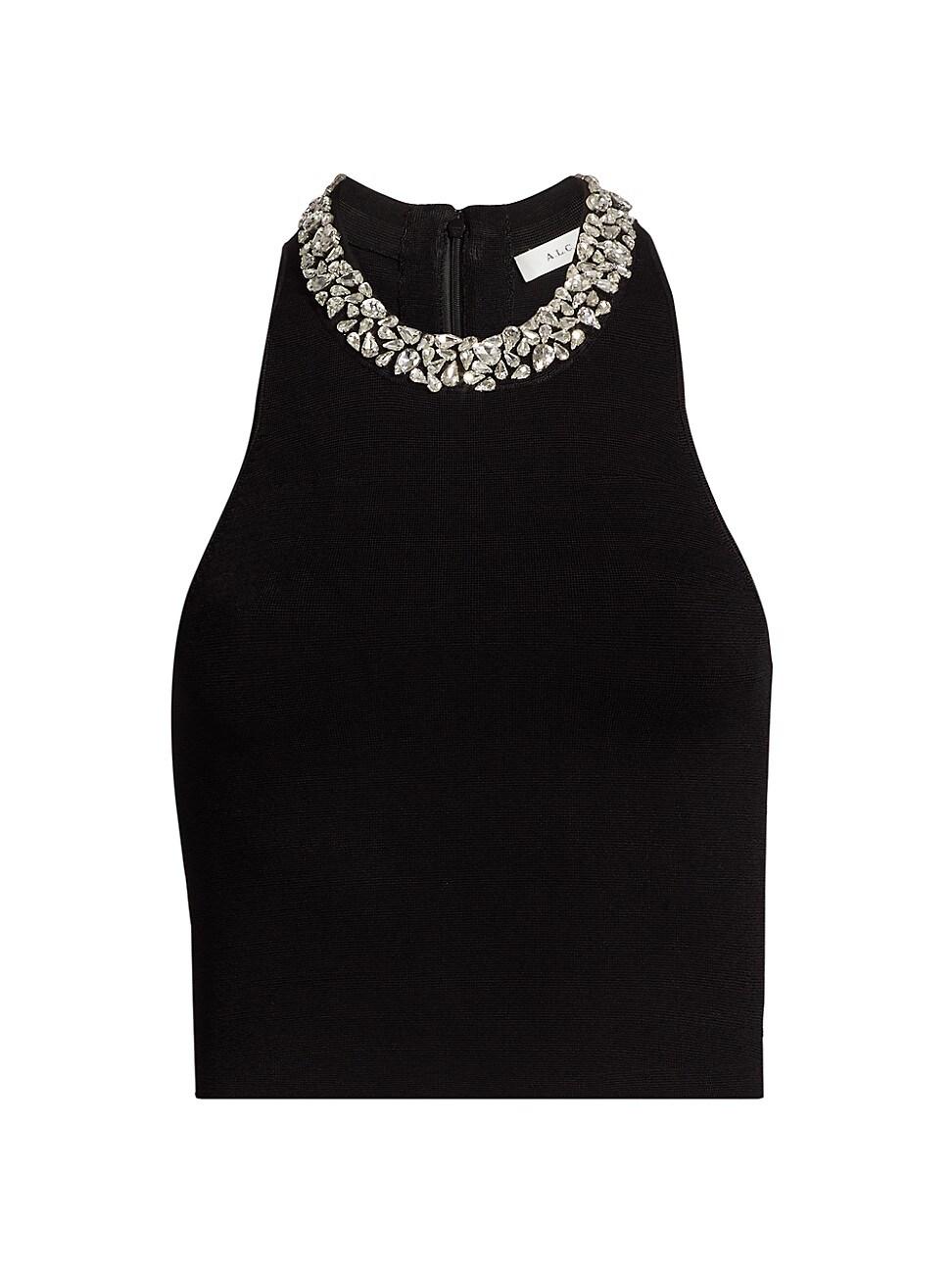 Womens Bella Jeweled Knit Cropped Top Product Image