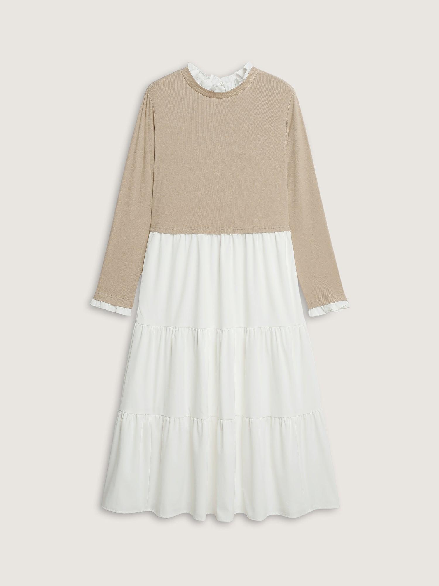 Color Contrast Layered Flowy Midi Dress Female Product Image