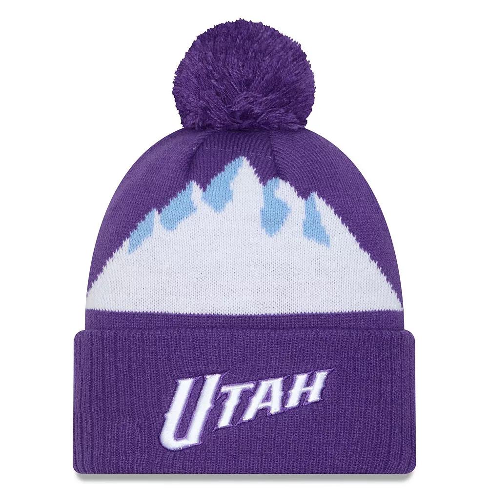 Men's New Era  Purple Utah Jazz 2024/25 City Edition Cuffed Knit Hat with Pom, Jaz Purple Product Image