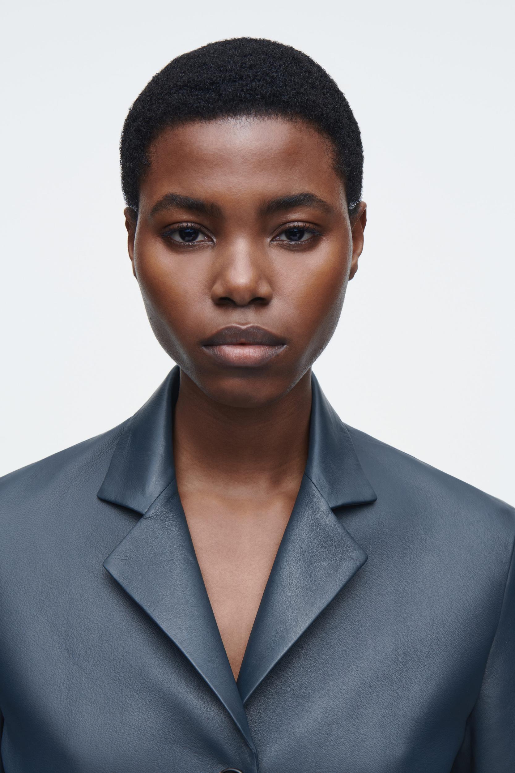 LEATHER SINGLE-BREASTED BLAZER Product Image