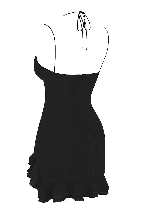Rossella  black ruffle mini dress Product Image