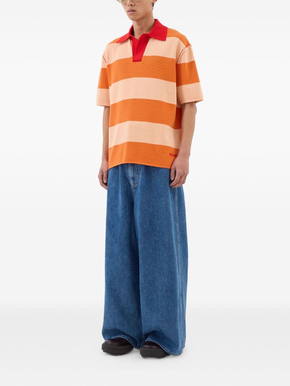 striped short-sleeve polo shirt Product Image