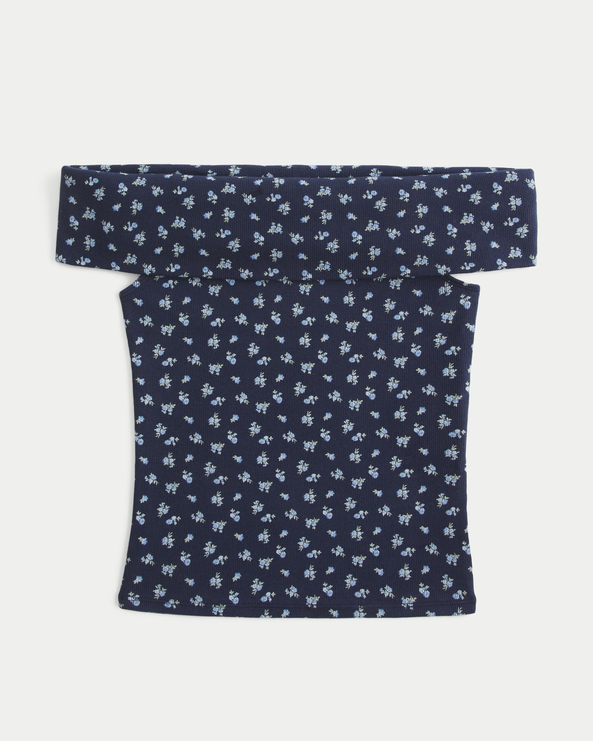 Ribbed Off-the-Shoulder Foldover Top Product Image