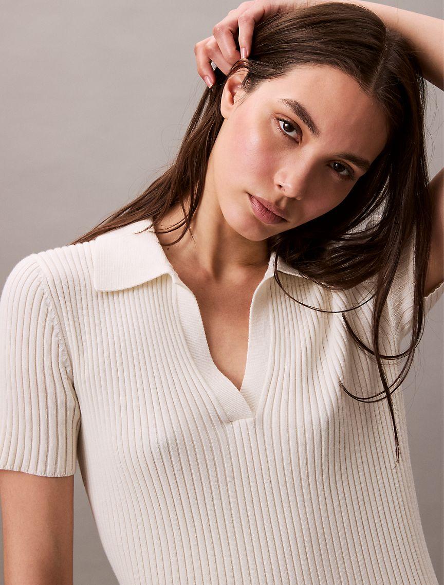 Cotton Rib Polo Mini Dress Product Image