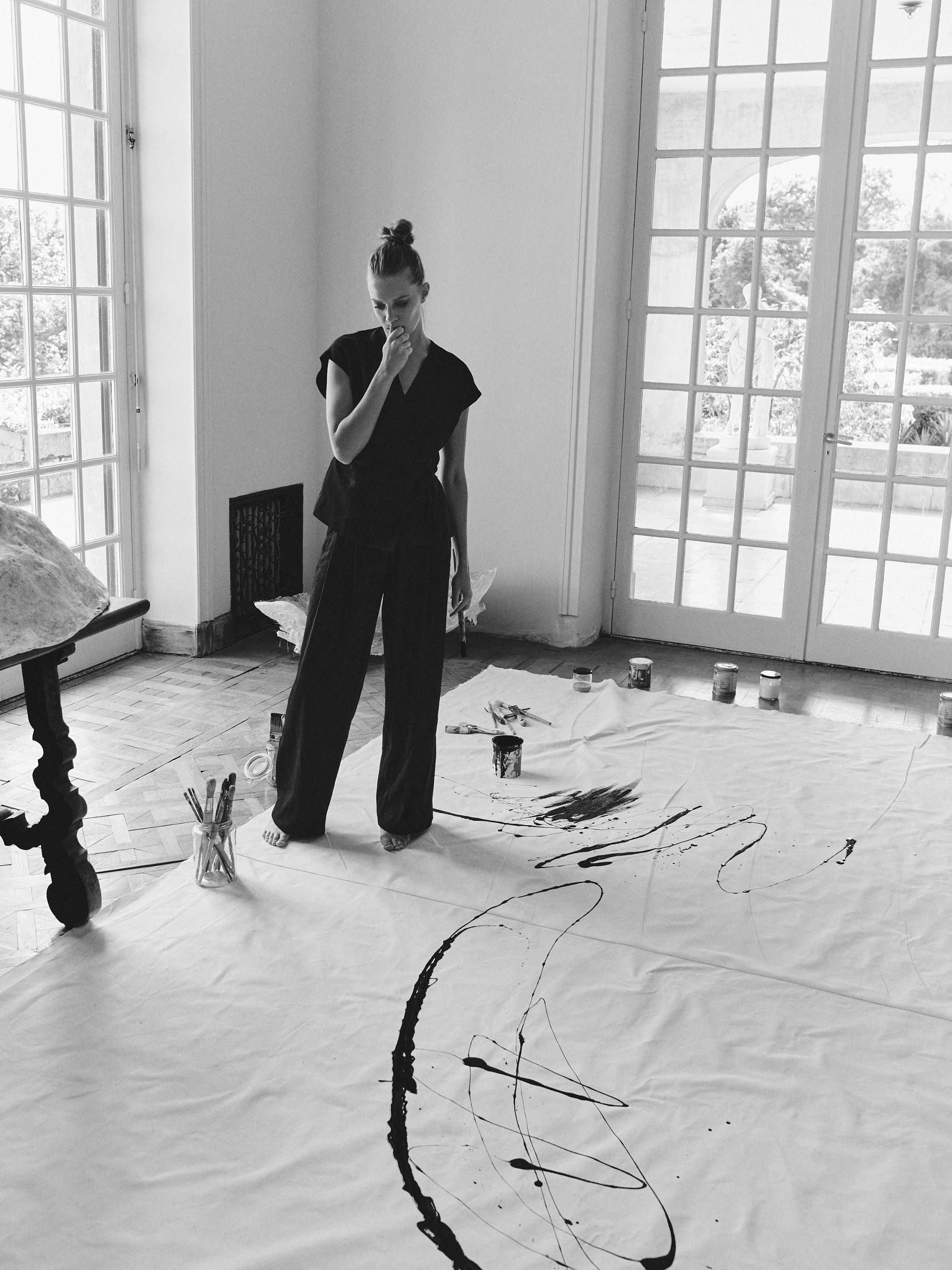 Linen blend darted straight-leg trousers Product Image