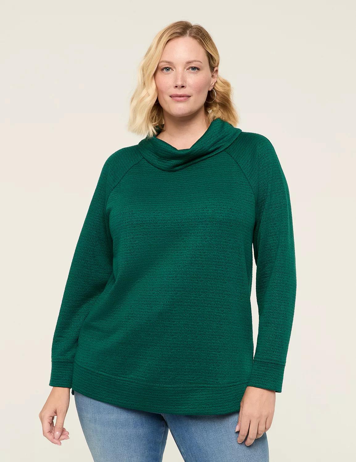 Relaxed Cowlneck Textured Pullover Top Product Image