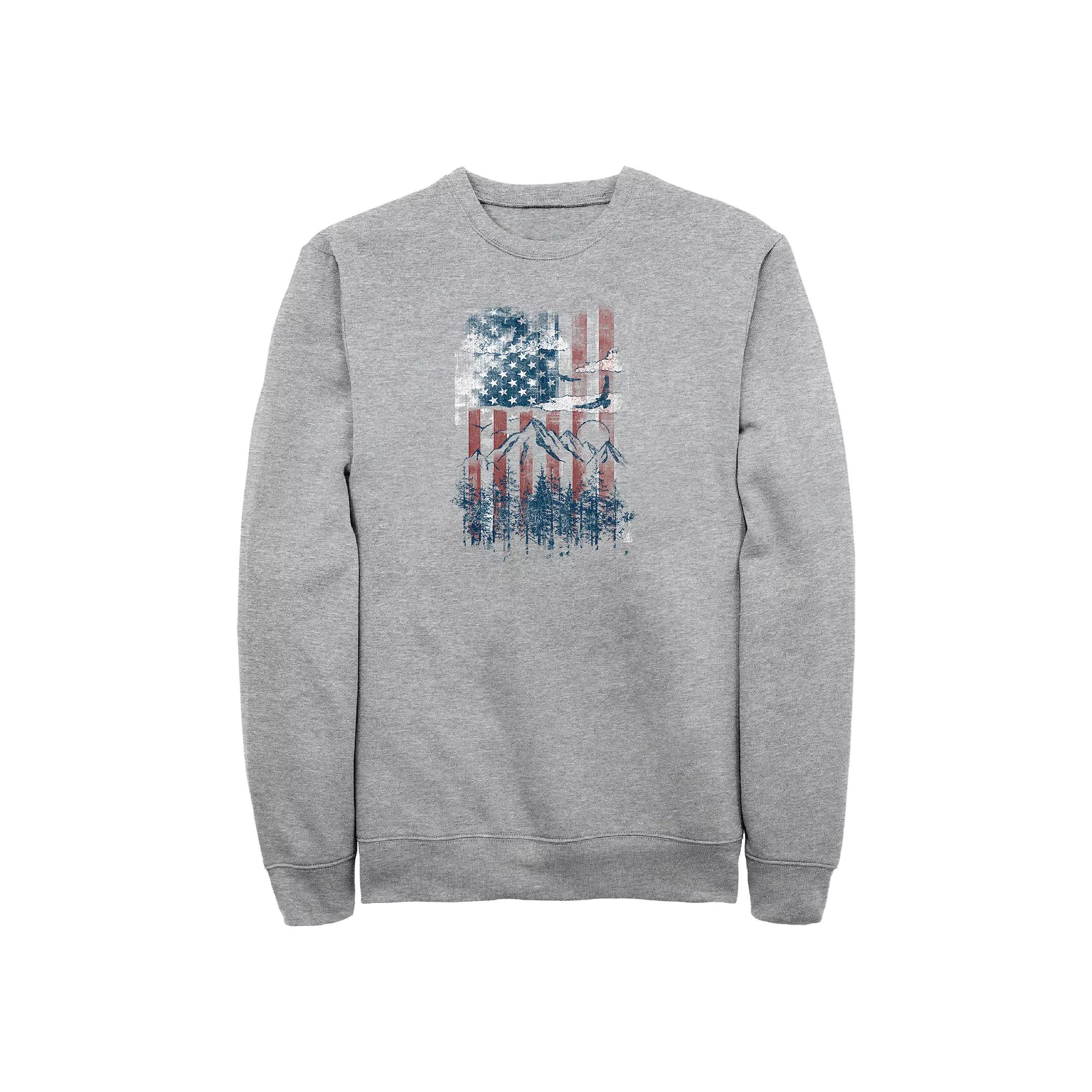 Big & Tall Mountain Scenery Graphic Fleece Sweatshirt, Men's, Size: 5XL, Athletic Grey Product Image