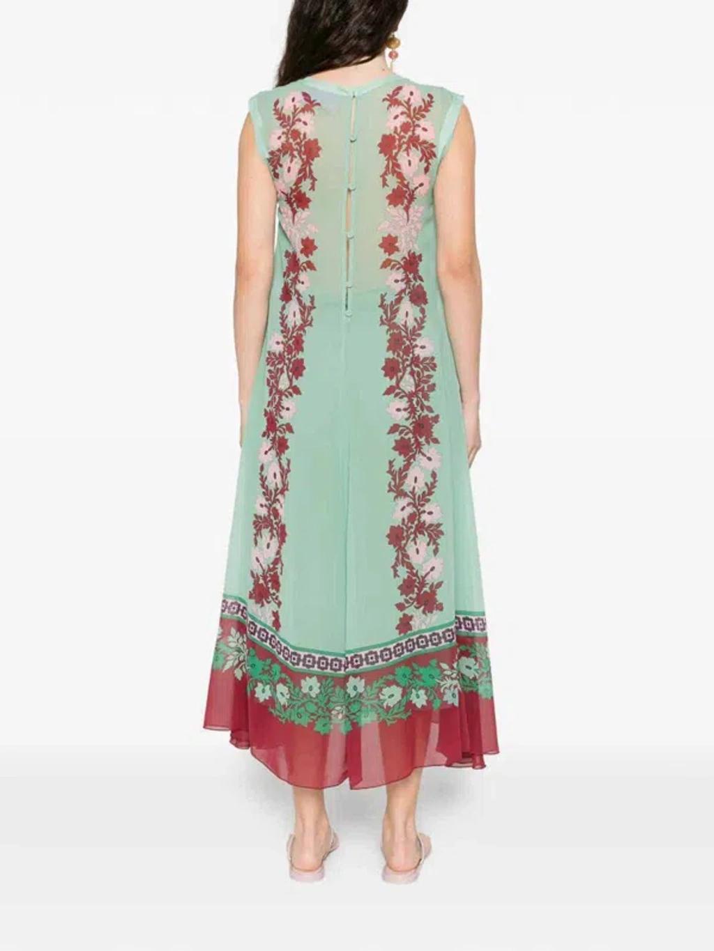LA DOUBLEJ Silk Chiffon Printed Maxi Dress In Multi Product Image